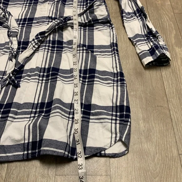 Womens J. Crew Plaid Long Sleeve Front Tie Shirt Dress - Picture 6 of 7